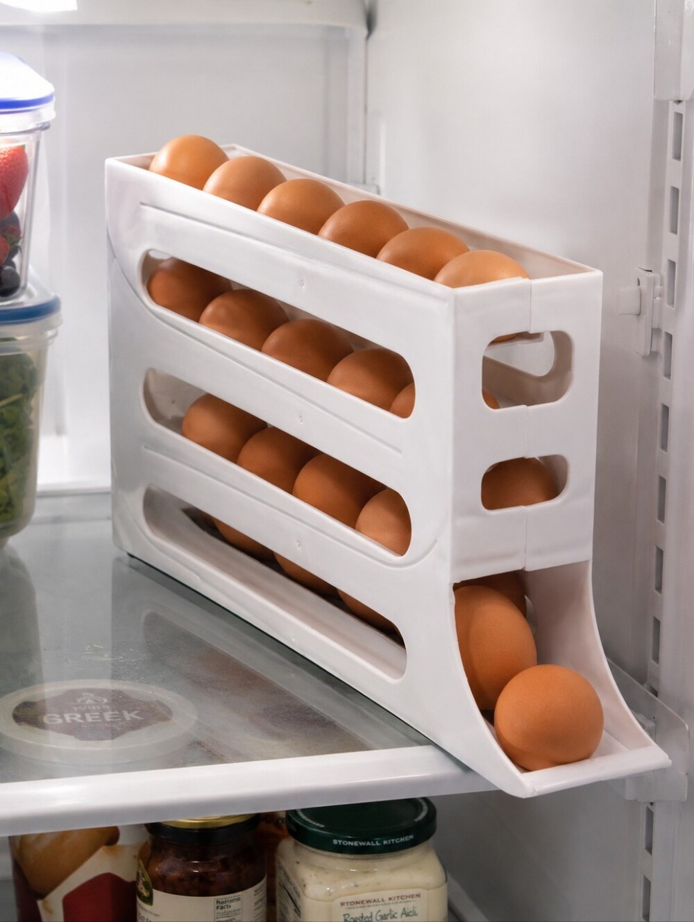 White Egg Storage Rack - Refrigerator Egg Holder